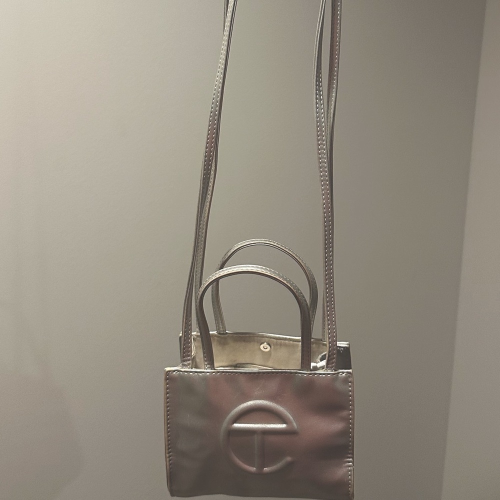Small silver telfar bag